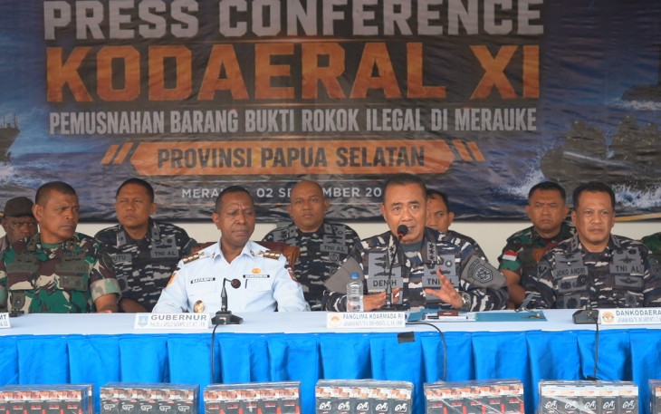 TNI AL Musnahkan 1,4 Juta Batang Rokok Ilegal Hasil Penindakan di Merauke 