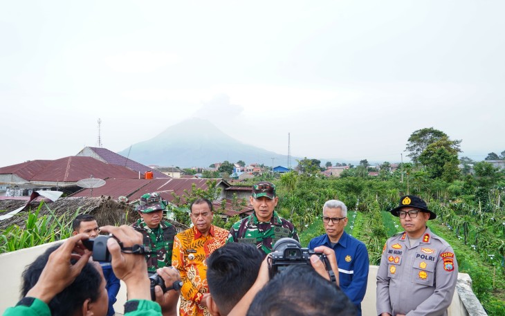 Pangdam I/BB Tinjau Kesiapsiagaan Penanganan Erupsi Gunung Sinabung, 1.279 Personel Disiagakan