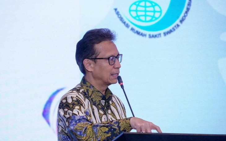Menkes Budi Gunadi Sadikin dalam acara Seminar Nasional XIII dan Healthcare Expo XI yang diselenggarakan Asosiasi Rumah Sakit Swasta Indonesia (ARSSI) di Jakarta, Jumat (24/7).