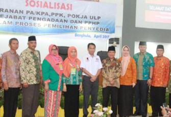Sosialisasi Peranan PA/ KPA, PPK, Pokja ULP/ Pejabat Pengadaan dan PPH di Dalam Pemilihan Penyedia, Kamis (06/04/2017).