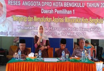 Anggota DPRD Kota Bengkulu, Dapil I, Maghdaliansi menggelar reses di Kelurahan Padang Harapan Kecamatan Gading Cempaka Kota Bengkulu