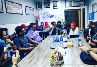 Pengurus SMSI Bengkulu saat menerima kunjungan anggota dewan pers