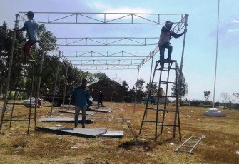 Satgas TMMD tegal mulai pasang tratag atau Tarub