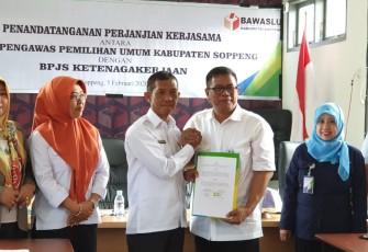 BPJamsostek Teken MoU dengan Bawaslu Soppeng