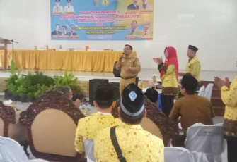 Kadis Pendidikan Kabupaten Batu Bara Ilyas Sitorus SE MP.d pada saat memberikan kata sambutan.