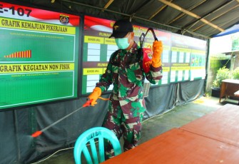 Pos TMMD ke 107 Disemprot Disifektan