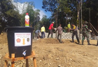 Tempat Cuci Tangan Sudah Tersedia di Lokasi TMMD 108 dusun Ngepoh