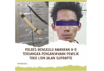 Polres Bengkulu Amankan Tersangka Penusukan Pemilik Toko Lion Soeprapto