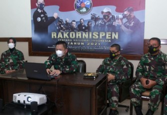 Kapendam IV Diponegoro beserta jajarannya mengikuti Rakornis Penerangan TNI di Aula Balai Wartawan  yang digelar secara virtual