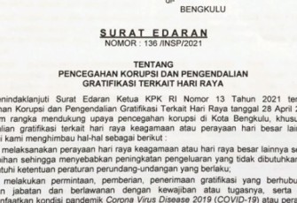 Lebaran, Walikota Warning ASN dan Pejabat melalui SE terkait Gratifikasi