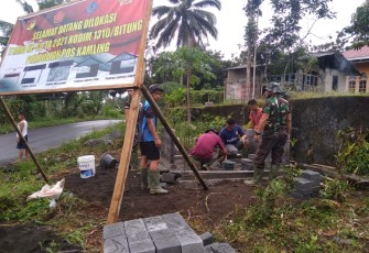 Salah satu pos kamling yang di bangun oleh satgas TMMD kodim Bitung
