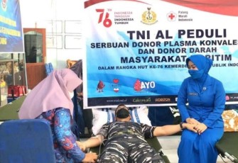 Jelang HUT RI Ke-76 Lanal Karimun Gelar Bakti Sosial Donor Darah
