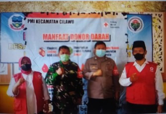 Kapolsek Cilawu-Polres Garut Bersama Bhabinsa Koramil 1114, Berikan Rasa Aman Pada Masyarakat Pendonor Darah