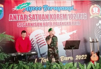 Prajurit Kodim Palangka Raya Ikuti Lomba Menyanyi Antar Satuan Jajaran Korem 102 PJG