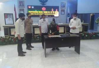 Penanda tanganan serah terima hasil kegiatan TMMD Ke -111 Kodim 1310/Bitung