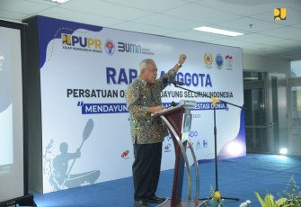 Menteri Basuki saat memimpin Rapat Kerja Nasional (Rakernas) Anggota PB PODSI Tahun 2022 di Karawang, Jawa Barat, Rabu (14/12/2022). 