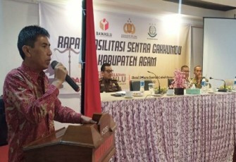 Bawaslu Kabupaten Agam melaksanakan rapat fasilitasi sentra Penegakkan Hukum Terpadu di Hotel Sakura Syariah Lubuk Basung.