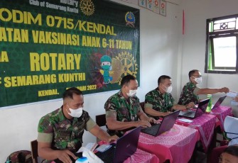 Vaksinasi anak usia 6 - 11 tahun, oleh Kodim 0715/Kendal