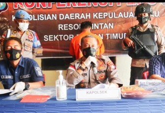 Polsek Bintan Timur, saat konferensi pers, Sabtu (23/4/2022)