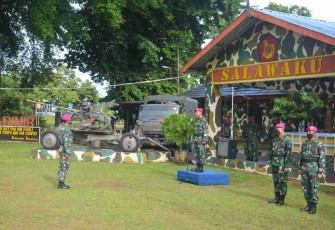 Apel khusus jelang hari raya Idul Fitri di Yonmarhanlan IX Ambon. Kamis (28/4/2022)