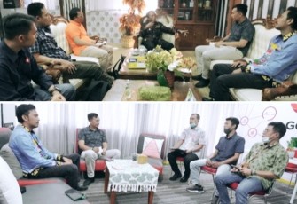 Koordinasi Diskominfo Pesibar dengan Diskominfo Lampung dan PT. Telkom, perihal dukungan teknis suksesnya Krui Pro QS 5000 2022, Jumat (27/5/2022).