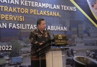 Direktur Kepelabuhanan Subagiyo saat sambutan acara  pelatihan di Jakarta 