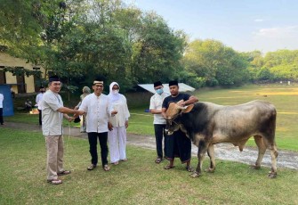 Wakapolda Banten saat menyerahkan hewan qurban 