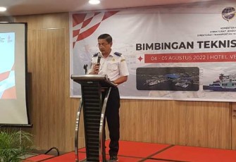Ditjen perhubungan laut saat membuka bimtek Kesyahbandaran Tahun 2022