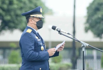 Ir Koopsud I Marsma TNI Dedy Ghazi Elsyaf saat membacakan amanat Panglima TNI. Rabu (5/10)