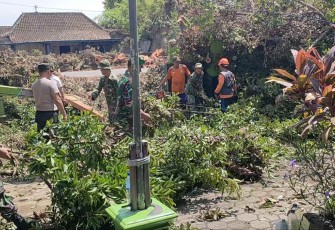 Kerja bakti pasca bencana angin puting beliung 