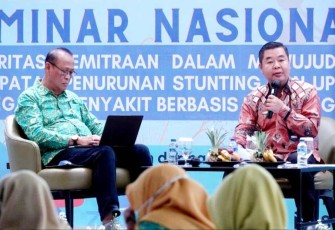 Dirjen Bangda Kemendagri Teguh Setyabudi saat menjadi pembicara di HUT HAKLI 