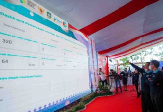 Dirjen pencegahan dan pengendalian penyakit Kemenkes, Maxi Rein Rondonuwu (tangan menunjuk) saat pencanangan BIAN 2022 di Kota Tanjungpinang. Rabu (18/05/2022) 