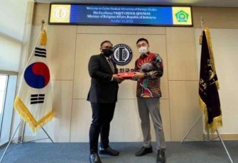 Menteri Agama (Menag) Yaqut Cholil Qoumas menjalin sinergi dengan Cyber ​​Hankuk of Foreign Studies, Korea Selatan, Senin (17/10/2022)