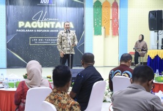 Danlanud Anang Busra Kolonel Pnb Bambang Sudewo saat memberikan sambutannya dalam acara Harmoni Paguntaka