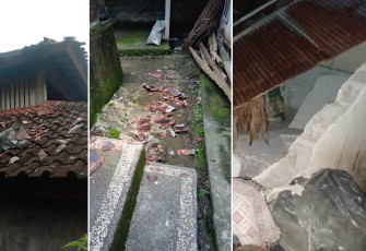 Potret rumah terdampak pascagempa Kabupaten Karangasem Bali.