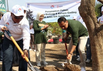 Bank Jatim Tanam Pohon Bersama Walikota Surabaya 