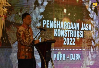 Direktur Jenderal Bina Konstruksi Yudha Mediawan dalam ajang Penghargaan Jasa Konstruksi Tahun 2022 di Nusa Dua, Bali, Senin (19/12/2022).
