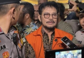 SYL usai pemeriksaan di Bareskrim Polri, Jakarta, Rabu (29/11/23).