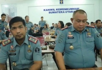 Kepala Lapas Binjai Theo Adrianus dan Kepala Unit Pelaksana Teknis (UPT) di Jajaran Kantor Wilayah bertempat di Lt.V Aula Soepomo Hadiri Analisa Kebutuhan Sarpras dan Ankabut Anggaran Tahun 2025 