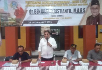 Anggota Komisi E DPRD Jatim, Benjamin Kristianto saat serap aspirasi di Desa Kepuh Kiriman Waru Sidoarjo, Jumat 24 Maret 2023.