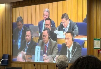 Delegasi Indonesia saat mengikuti Sidang IMO MSC ke 107 di London