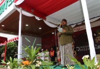 Menag Yaqut Cholil Qoumas menyampaikan sambutan HAB ke-77 Kementerian Agama