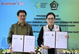 Itjen Kemenag menjalin sinergi dengan Itjen Kemenkes di Jakarta, Kamis (4/5/2023)