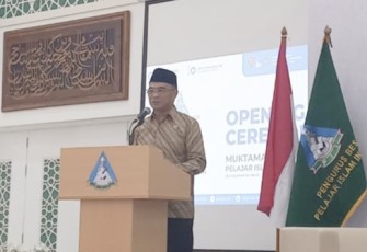 Menko PMK Prof Muhadjir Effendy saat memberikan sambutan di Muktamar Nasional PII XXXII di Balikpapan Kaltim, Jum'at (5/5)