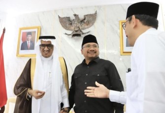 Menag Yaqut menerima kedatangan Dubes Saudi di Kantor Kemenag Jakarta, Senin (10/7/2023)