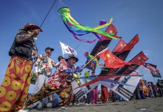 Festival Layang-layang Internasional di Pantai Parangkusumo, Bantul Yogyakarta, Minggu (16/7)