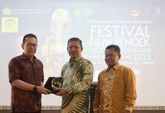 Pengumuman Nominasi Festival Film Pendek Moderasi Beragama 2023 di gedung IX FIB Universitas Indonesia, Depok, Selasa (19/9)