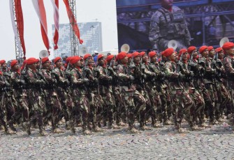 Parade Defile Prajurit Kopassus di HUT Ke-78 TNI, Kamis (5/10)