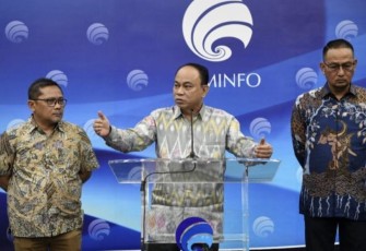 Menkominfo Budi Arie Setiadi saat memberikan keterangan pers di Jakarta, Jum'at (20/10)