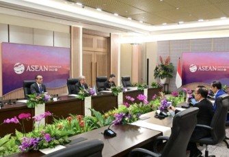 Presiden Joko Widodo saat menggelar pertemuan bilateral dengan Sekjen PBB, Antonio Guterres, di Ruang Kakatua, JCC, Jakarta, pada Kamis, 7 September 2023. 